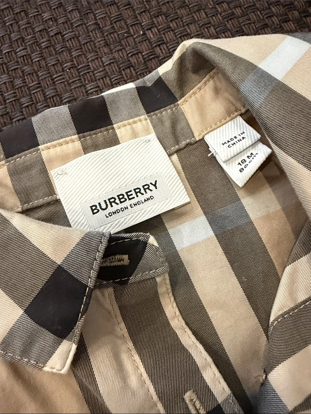 Burberry Tan Plaid Button-Front Girls Tunic
